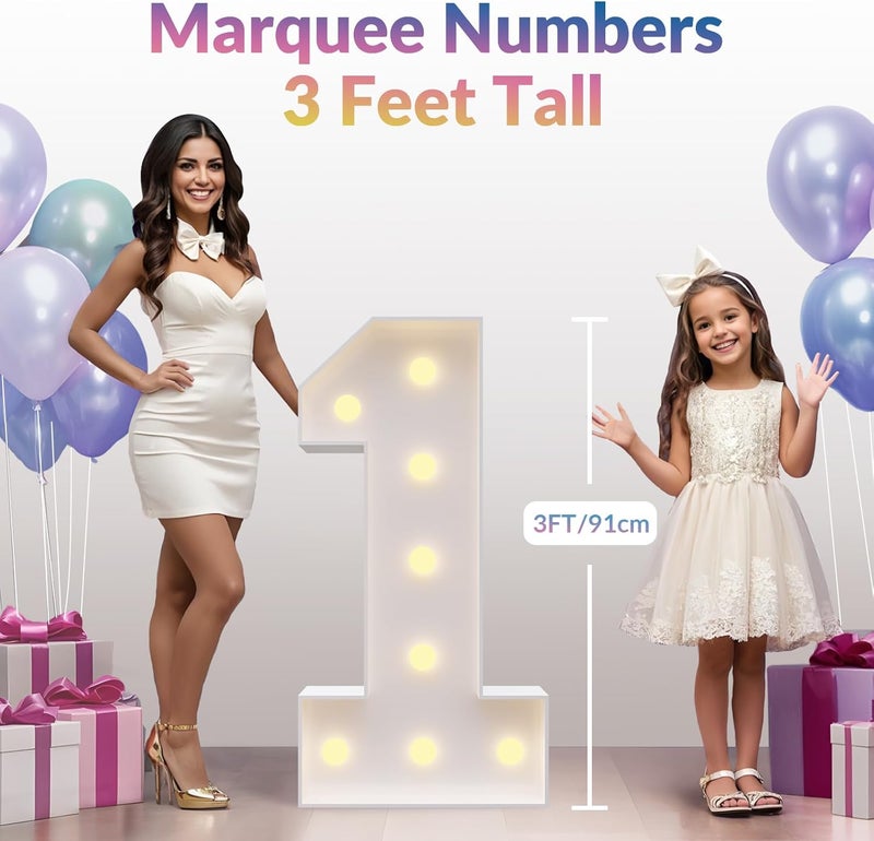 JoyMuse 3ft Marquee Numbers 7, Large Light Up Numbers 7, Number Lights 7 for 7th 17th 70th Birthday Party and Anniversary Decoration, Yellow Light - Image 5